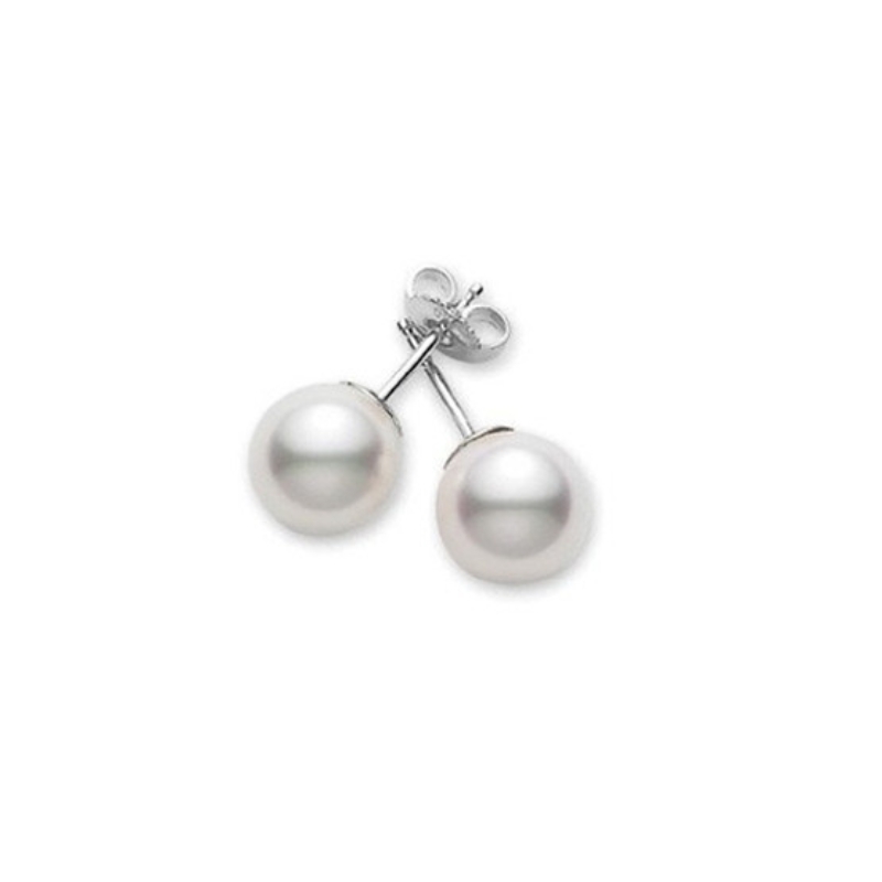 Mikimoto 18K White Gold Rhodium Plated Everyday Essentials Pearl Stud Earrings