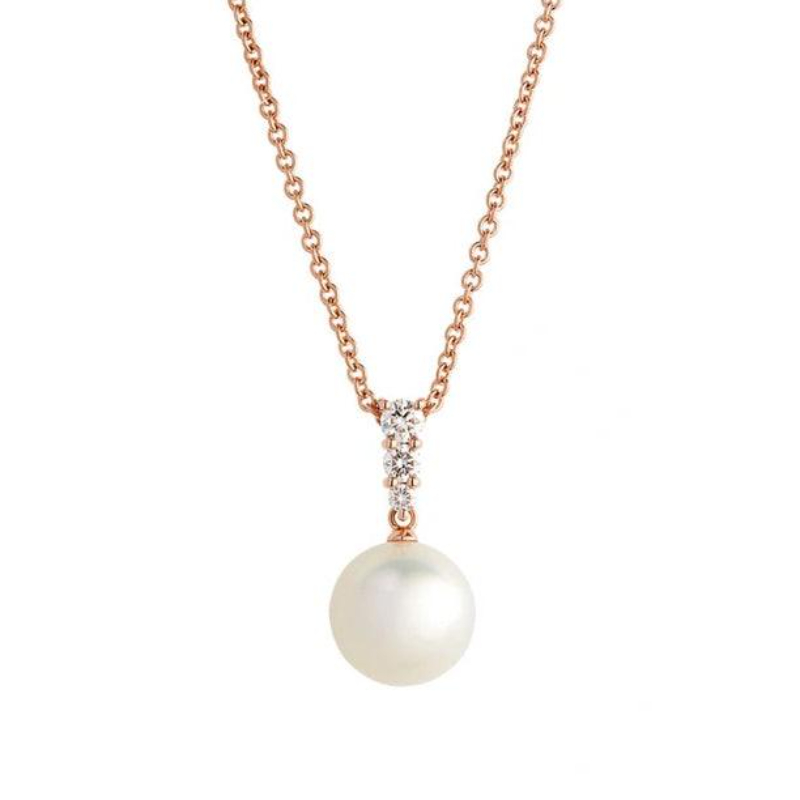 Mikimoto 18k rose gold Morning Dew White South Sea pearl pendant necklace