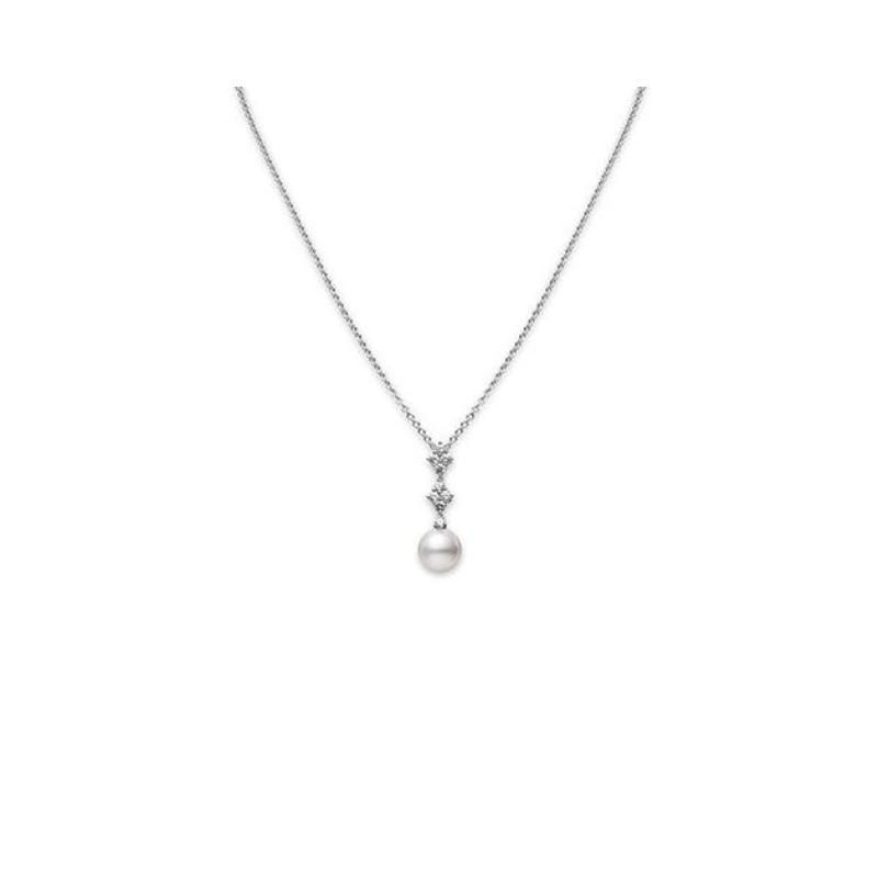 Mikimoto 18K White Gold Classic Elegance Akoya Cultured Pearl And Diamond Pedant