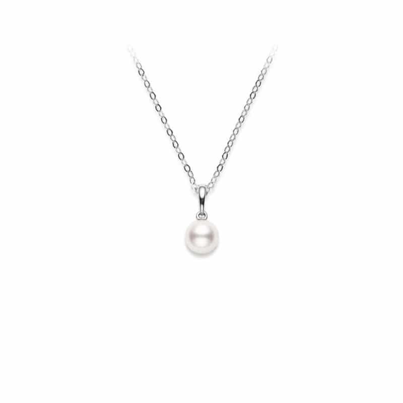 Mikimoto 18k white gold rhodium plated Everyday Essentials pearl pendant necklace