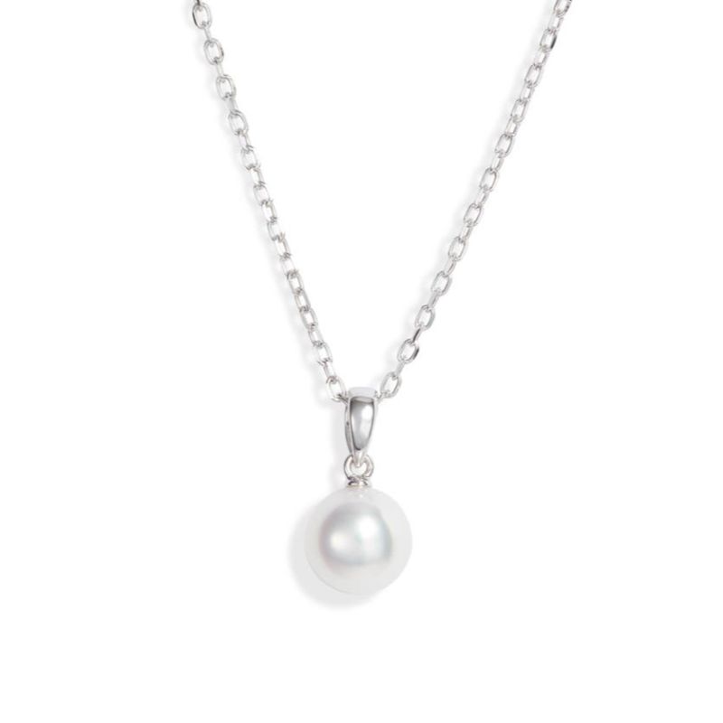 Mikimoto 18k white gold rhodium plated Everyday Essentials Akoya pearl pendant necklace, 7x7.5mm/A+