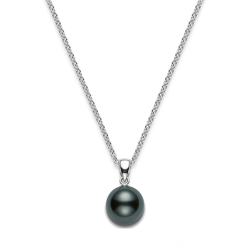 Mikimoto White Gold Pendant 8Mm Blk Pearl