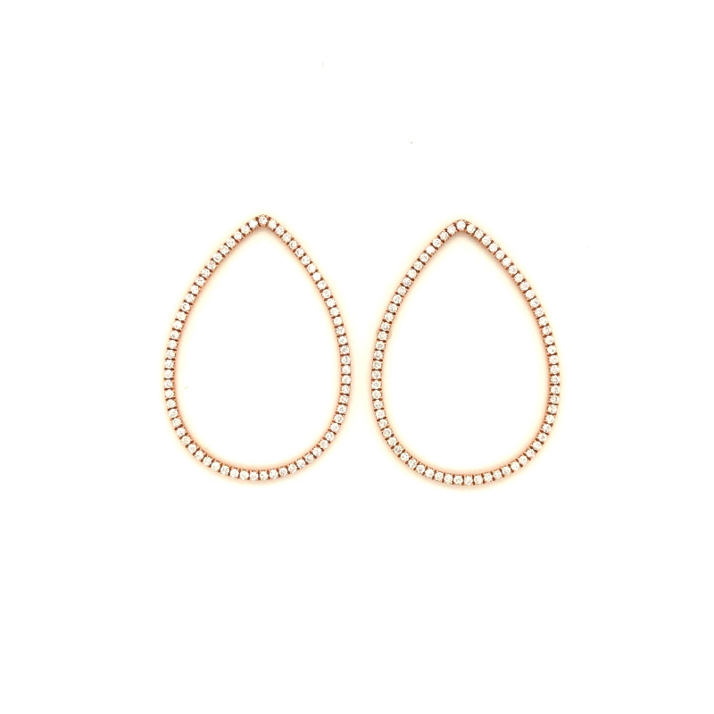 Lisa Nik 18k yellow gold pear shape frame detachable ear drops with round diamonds weighing 0.89 carat total weight