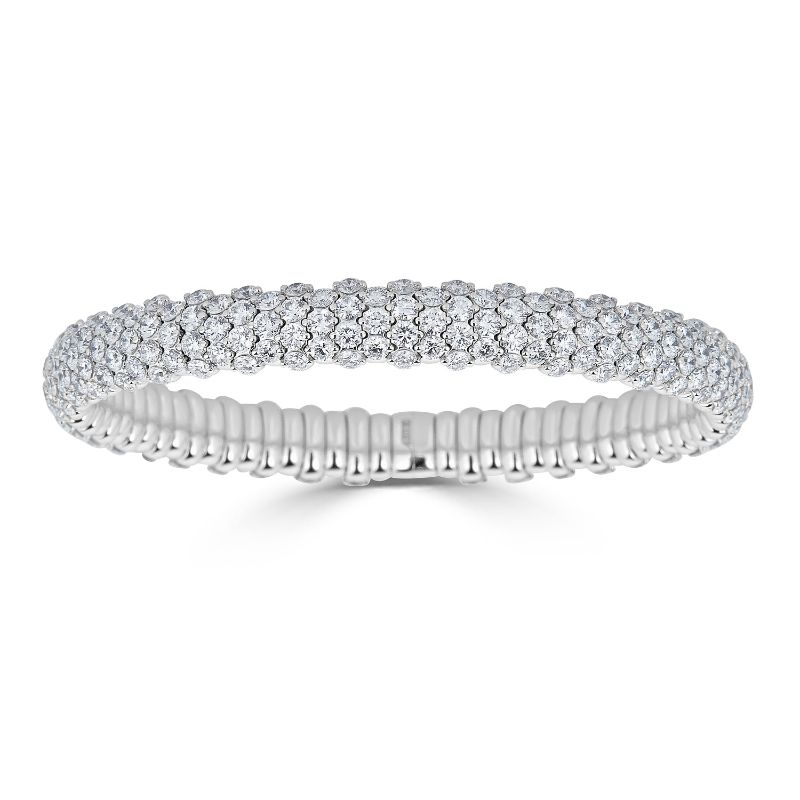 ZYDO 18K White Gold Diamond Stretch Bangle