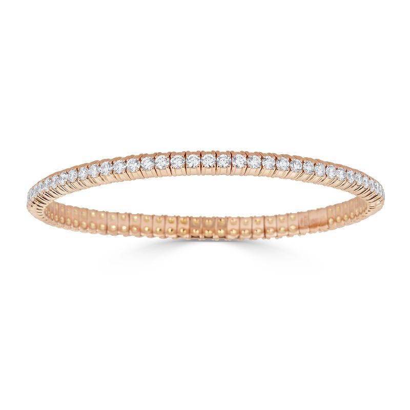 ZYDO 18K Rose Gold Single Row Diamond Stretch Bangle