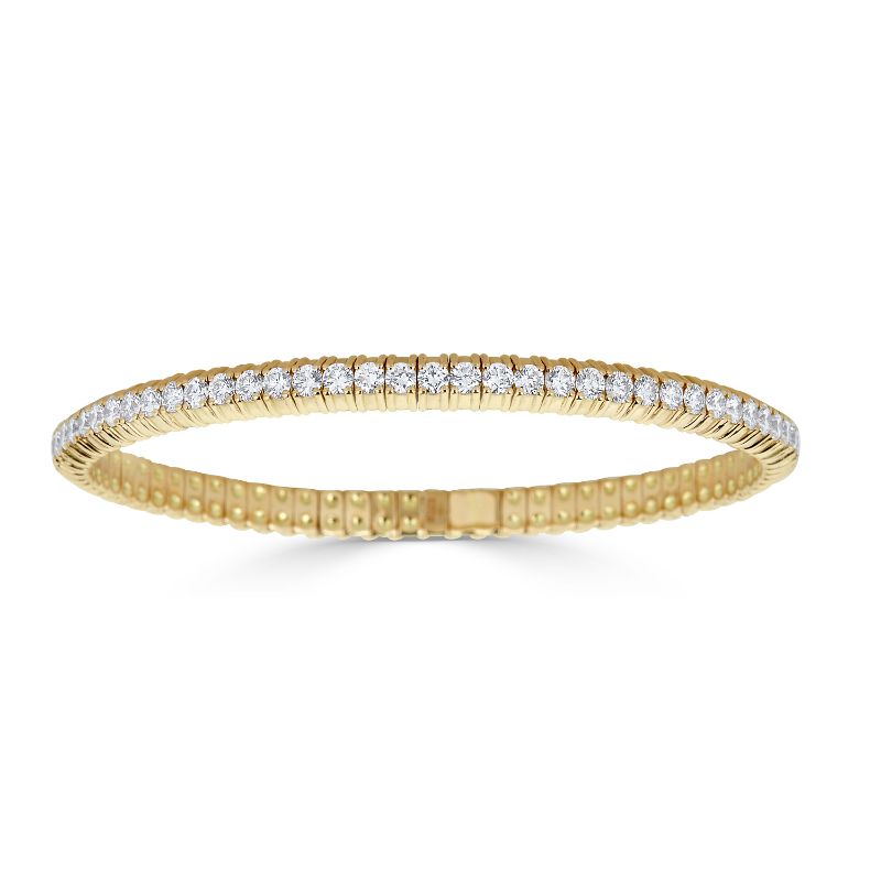 ZYDO 18K Yellow Gold Single Row Diamond Stretch Bangle