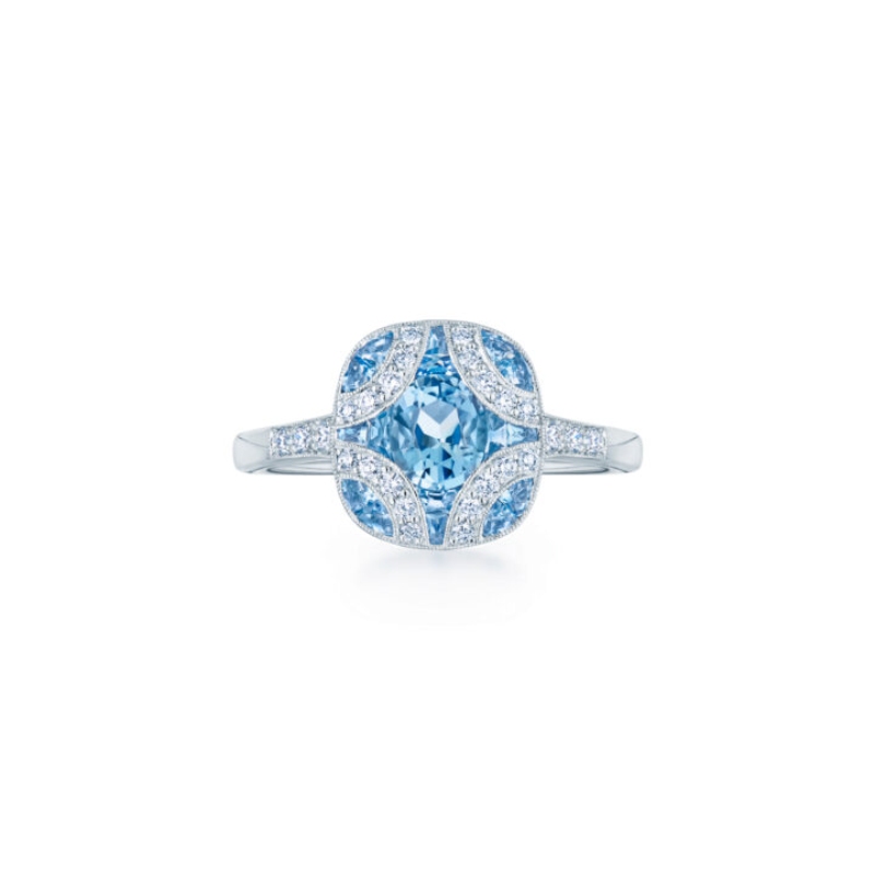 Kwiat Vintage Small Argyle Aquamarine and Diamond Ring