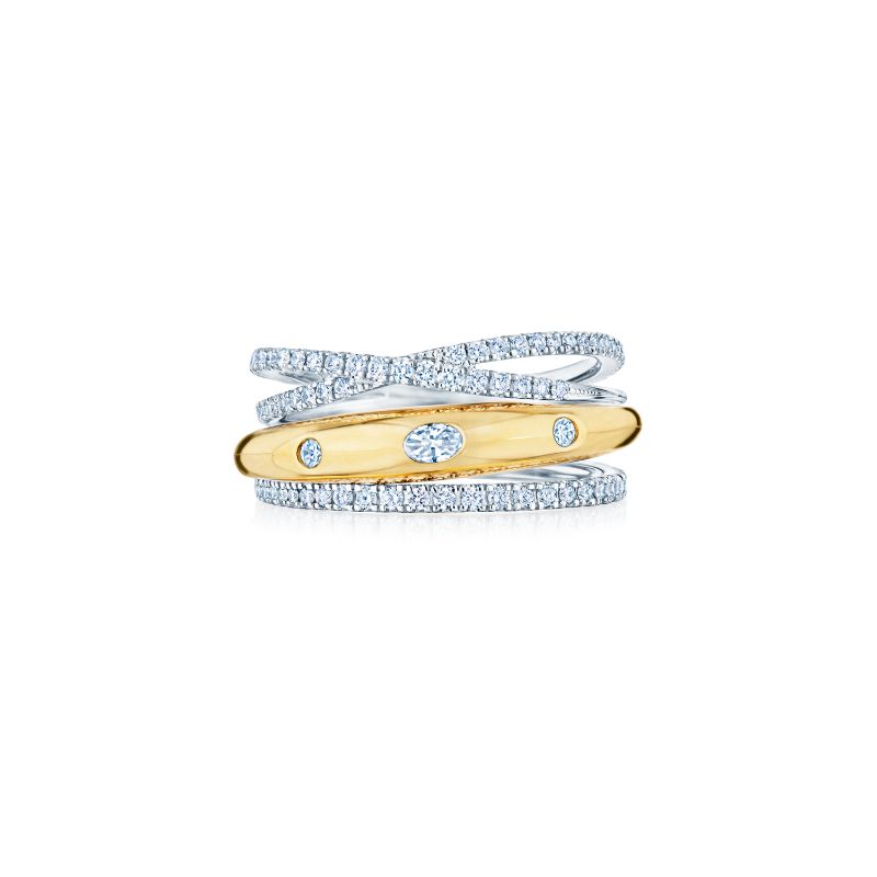 Kwiat Orbit Stacked Ring with Diamonds in 18K Two Tone