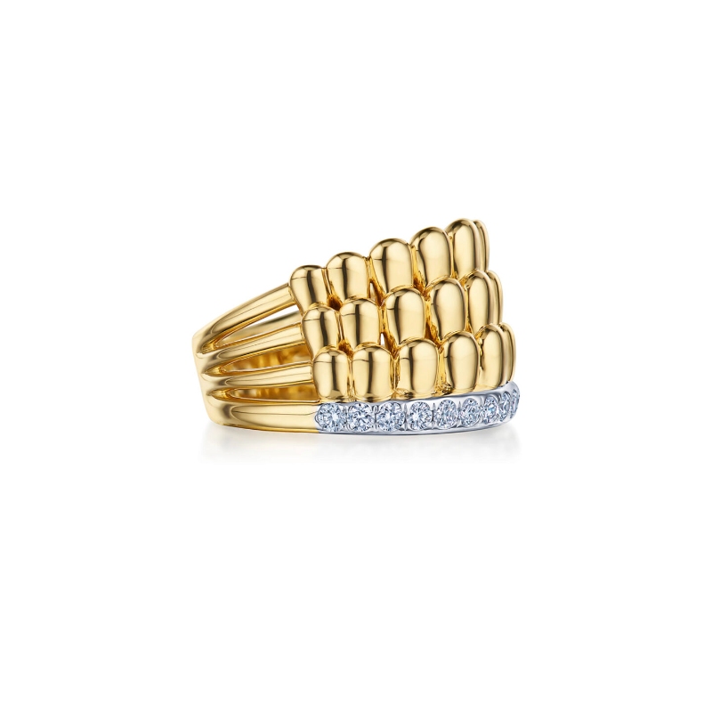 Kwiat Sirena Gold And Diamond Three Row Ring