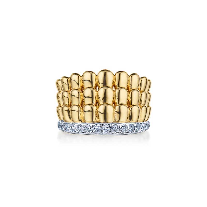Kwiat Sirena Gold And Diamond Three Row Ring