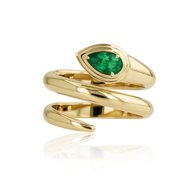 Phillips House 18K Yellow Gold Muzo Colombian Emerald Wrap Ring