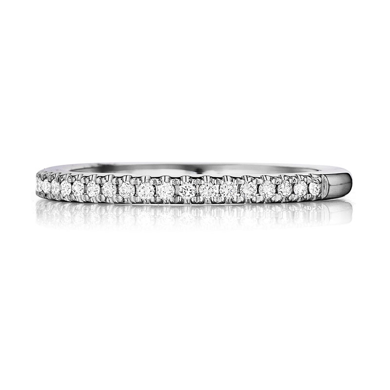 Henri Daussi 18K White Gold Rhodium Plated Diamond Half Way Band