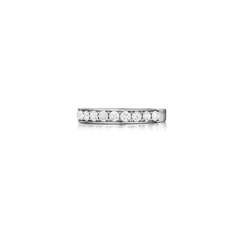 Henri Daussi 14K White Gold Rhodium Plated Channel Set Diamond Half Way Band