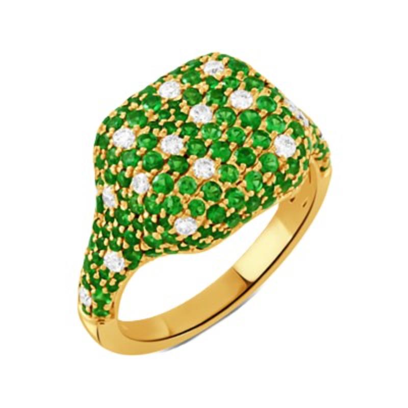 18K Yellow Gold Tsavorite Diamond Ring