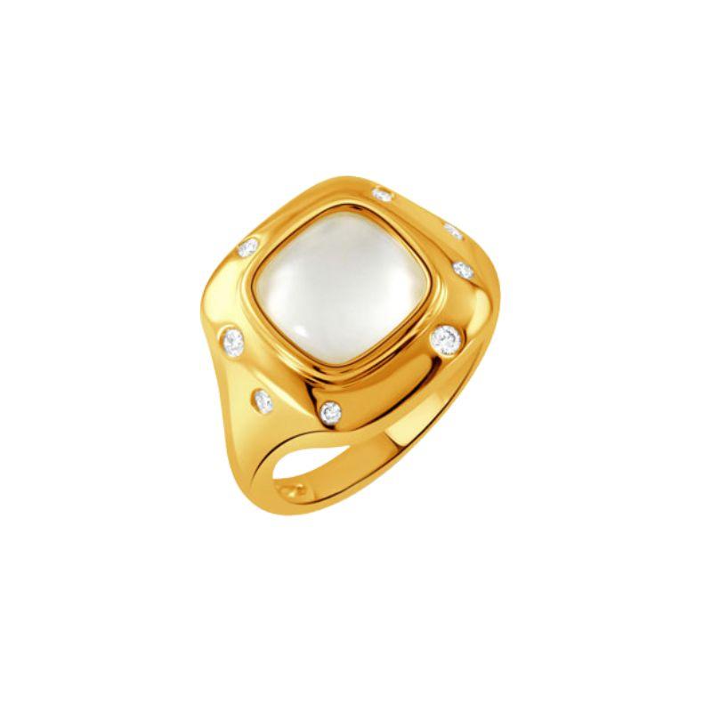 18K Yellow Gold White Orchid Ring