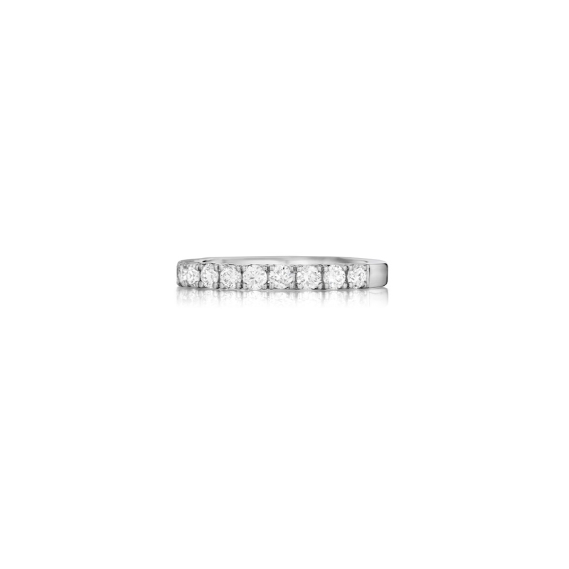 Henri Daussi 14K White Gold Rhodium Plated Dimaond Half Way Band