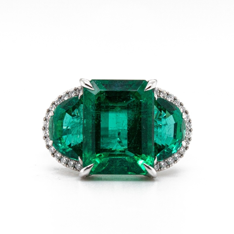 Three Stone Halo Ring