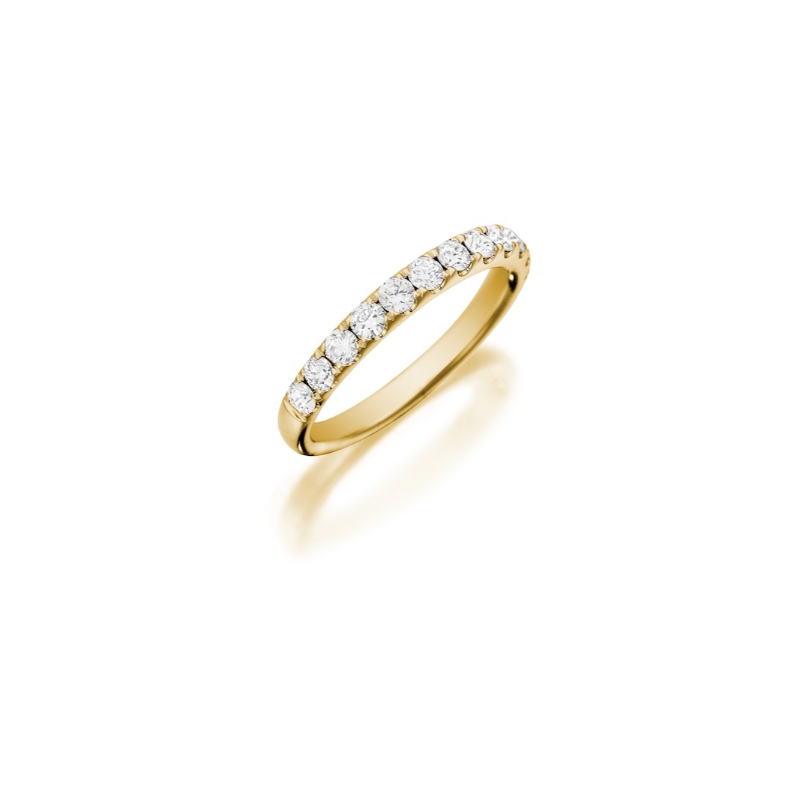 Henri Daussi Yellow Gold Half Way Round Diamond Band