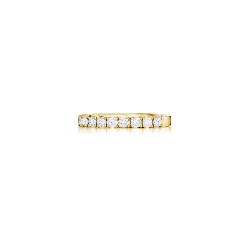 Henri Daussi Yellow Gold Half Way Round Diamond Band