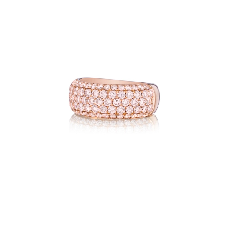 Henri Daussi 18K Rose Gold Natural Light Pink Diamond Halfway Band
