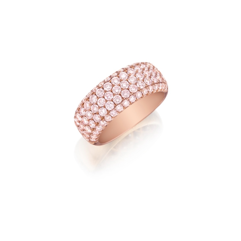 Henri Daussi 18K Rose Gold Natural Light Pink Diamond Halfway Band