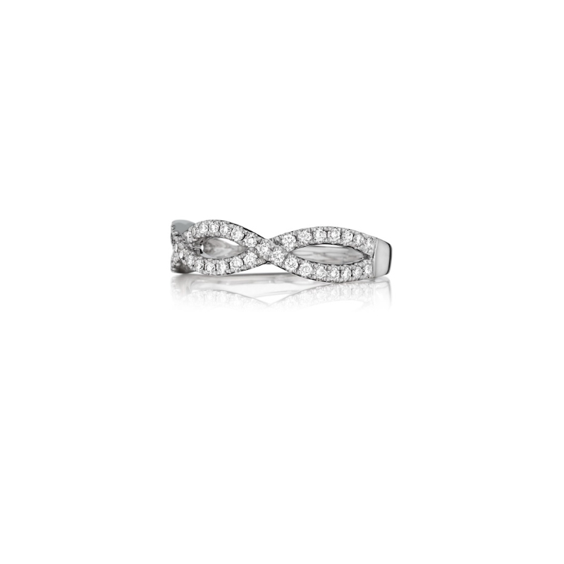 Henri Daussi 18K White Gold Twisted Diamond Band
