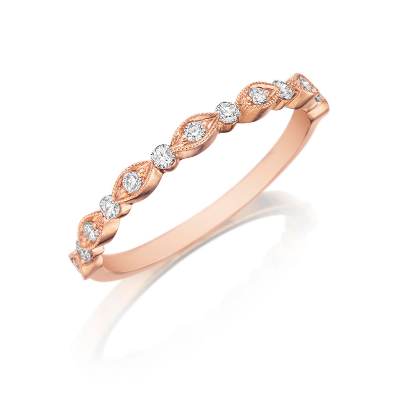 Henri Daussi 18K Rose Gold Diamond Halfway Band