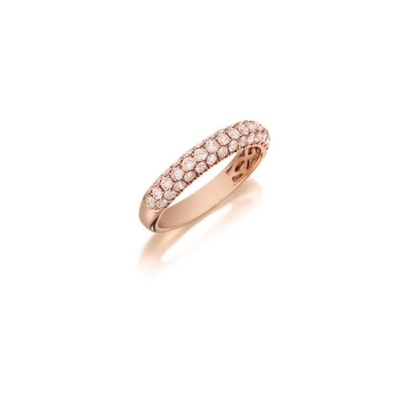 Henri Daussi Rose Gold 3 Row Half Way  Diamond Band
