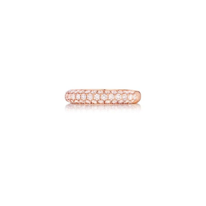 Henri Daussi Rose Gold 3 Row Half Way  Diamond Band
