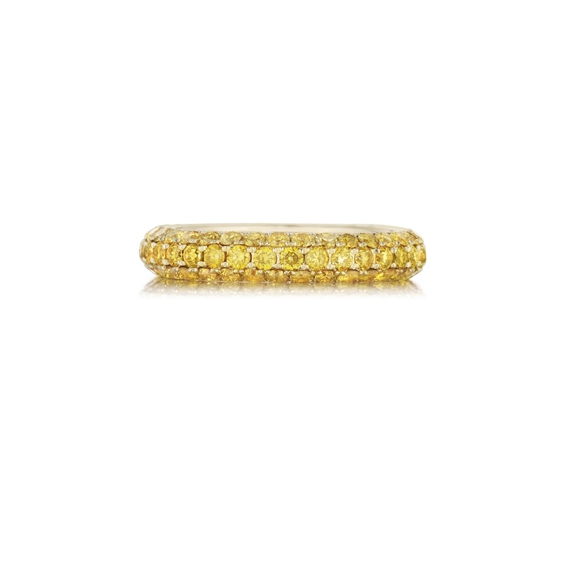 Henri Daussi 14K Yellow Gold Natural Fancy Yellow Pave Diamond Eternity Band