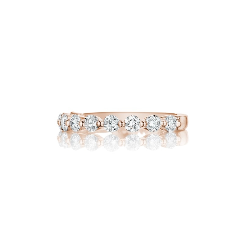 Henri Daussi Rose Gold Half Way Round Diamond Band