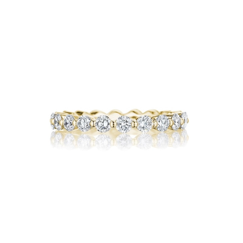 Henri Daussi Yellow Gold Round Diamond Eternity Band