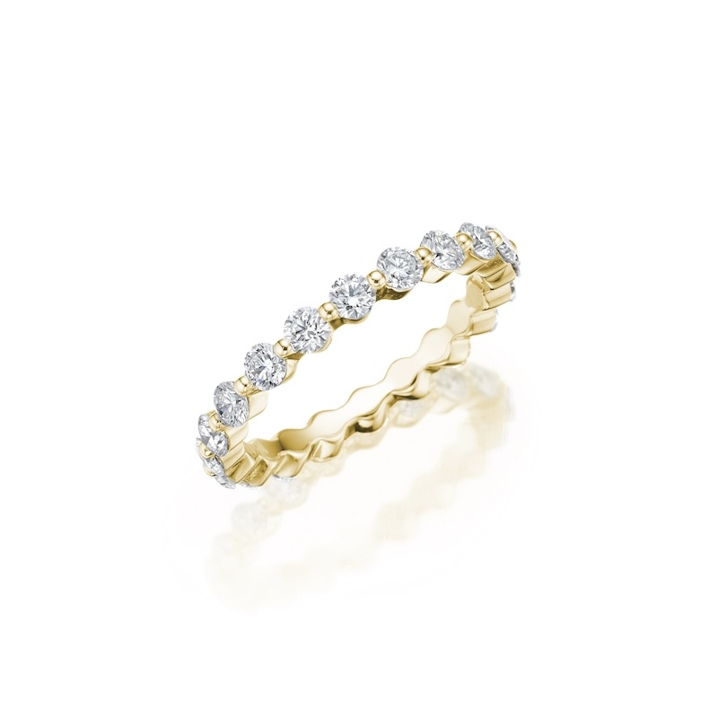 Henri Daussi Yellow Gold Round Diamond Eternity Band