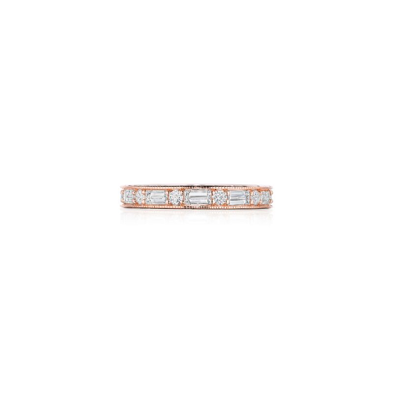 Penny Preville 18K Rose Gold Alternating Round And Baguette Eternity Diamond Band