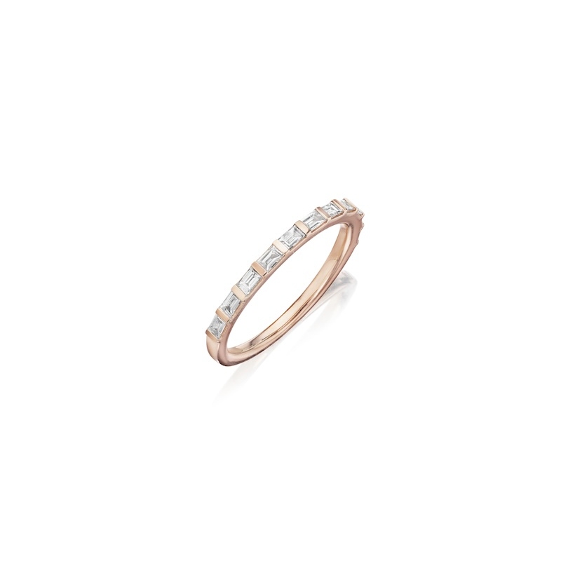 Henri Daussi Rose Gold Half Way Diamond Band
