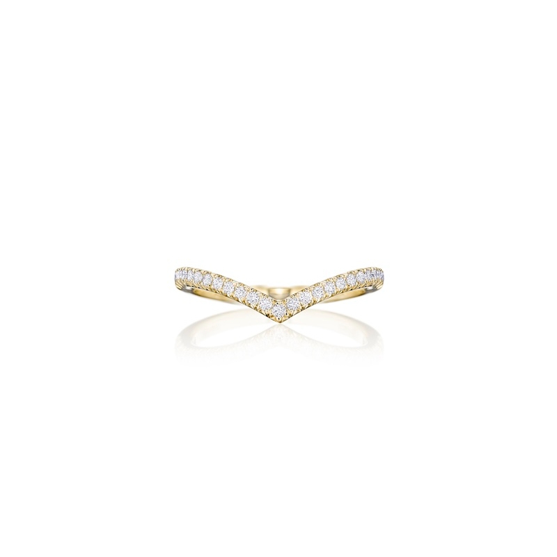 Henri Daussi Yellow Gold Curve Diamond Band
