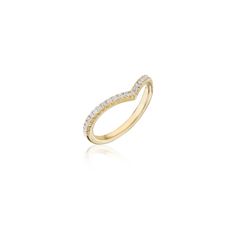 Henri Daussi Yellow Gold Curve Diamond Band