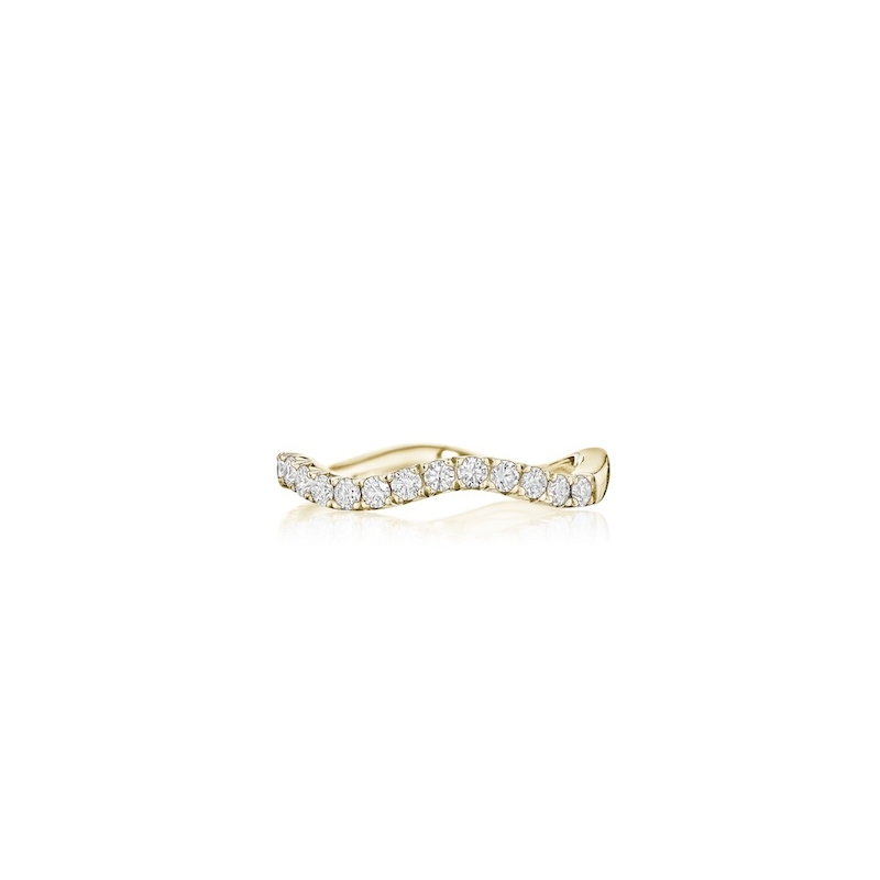 Henri Daussi 14K Yellow Gold Diamond Half Way Wave Ring