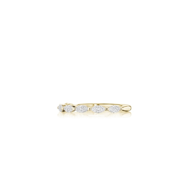 Henri Daussi 14K Yellow Gold Marquise Cut Diamond Halfway Band