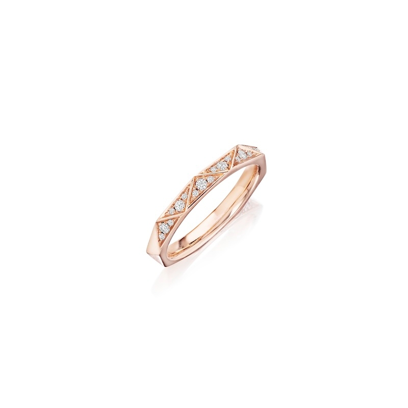Henri Daussi Rose Gold Half Way Round Diamond Band