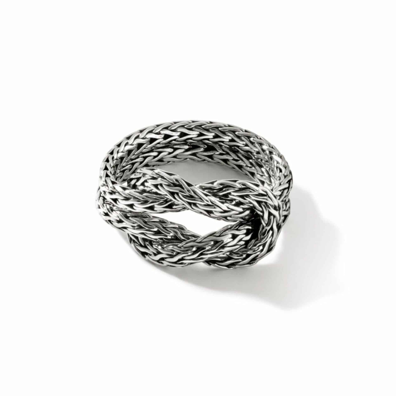 Sterling Silver Classic Chain Manah Love Knot Chain Ring