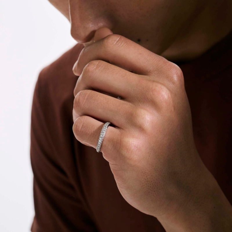 Surf Halfway Slightly Curved Pave Diamond Band