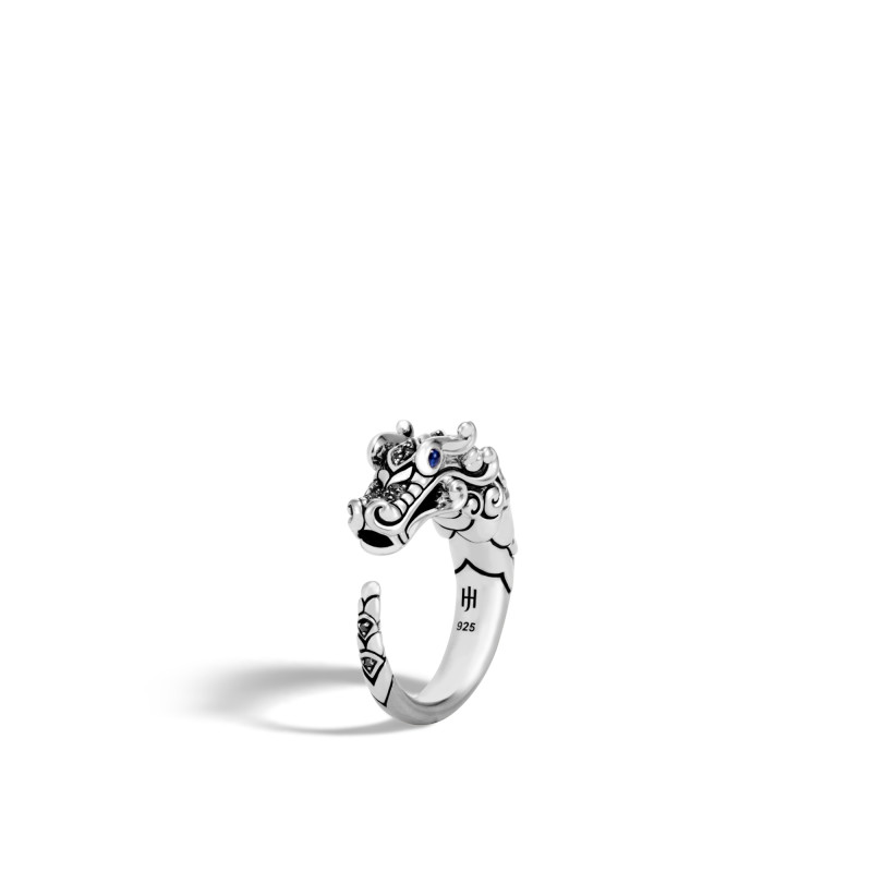 Legends Naga Ring in Brushed Silver with Gemstone