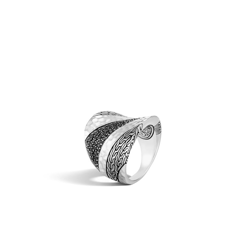 Sterling Silver Classic Chain Hammered Saddle Ring