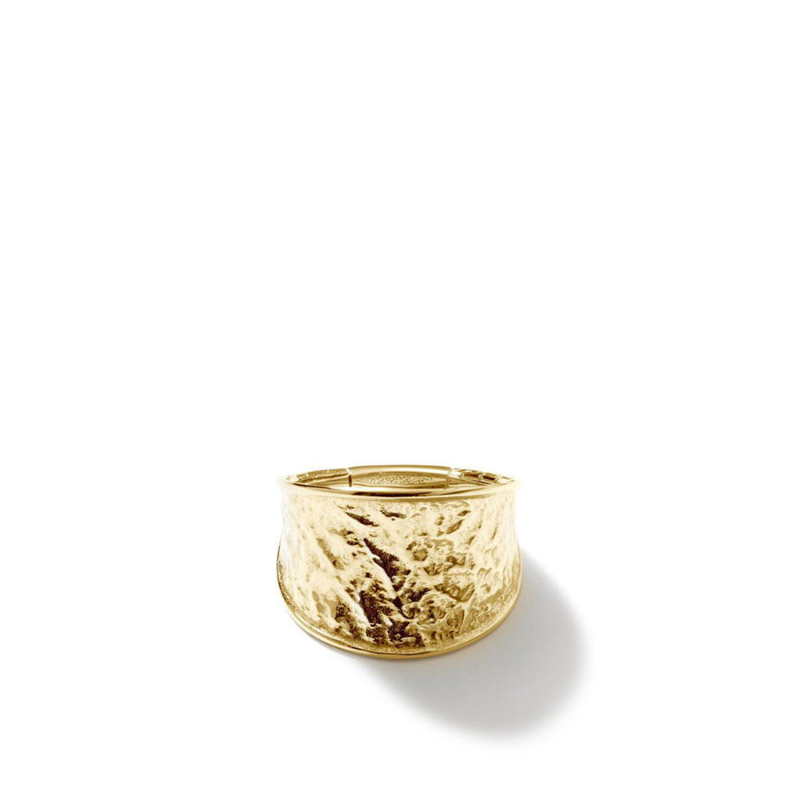 18K Yellow Gold Classic Chain Reticulated Saddle Ring