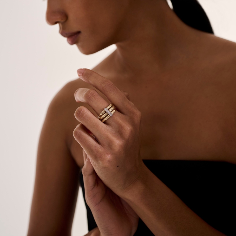 Spear Diamond Pave Double Wrap Ring