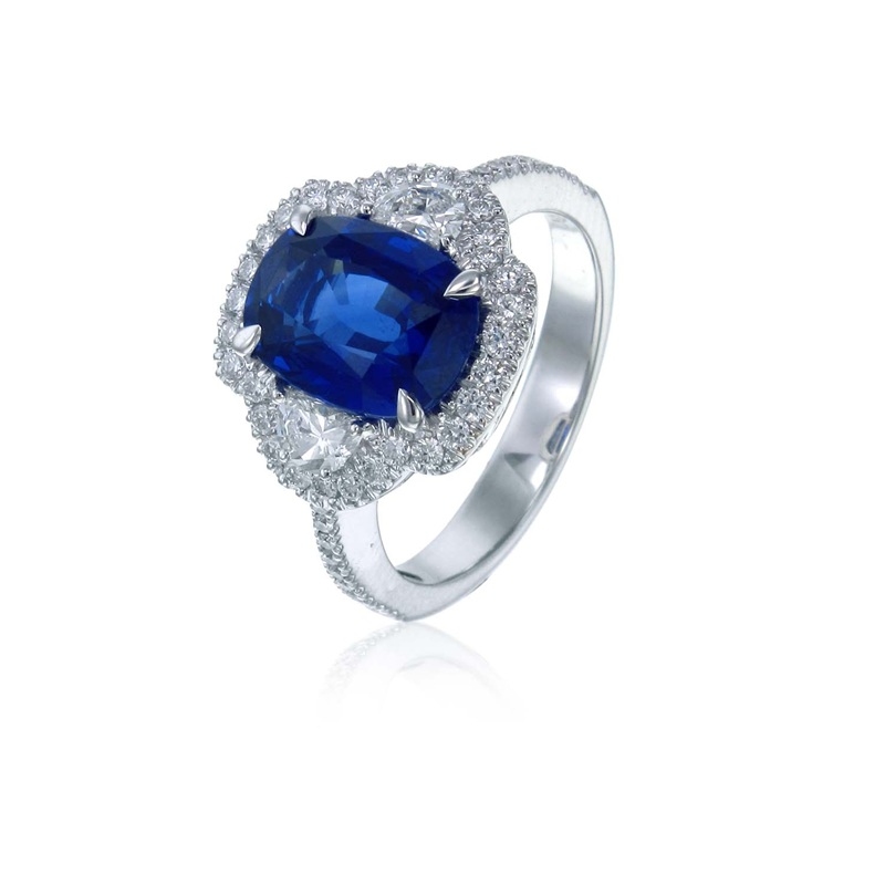 Three Stone Halo Ring