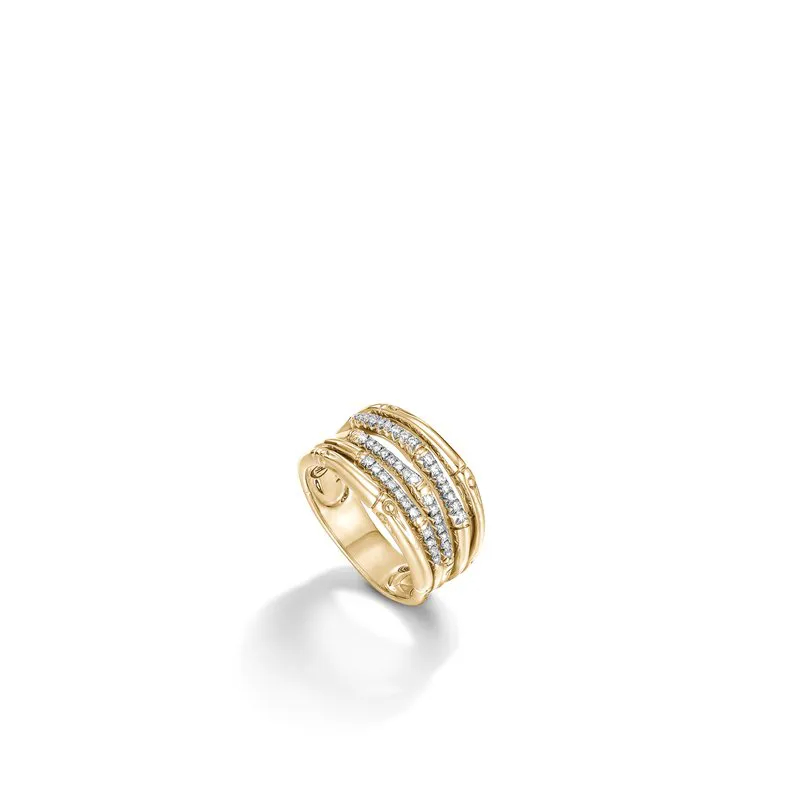 18K Yellow Gold Bamboo Wide Ring