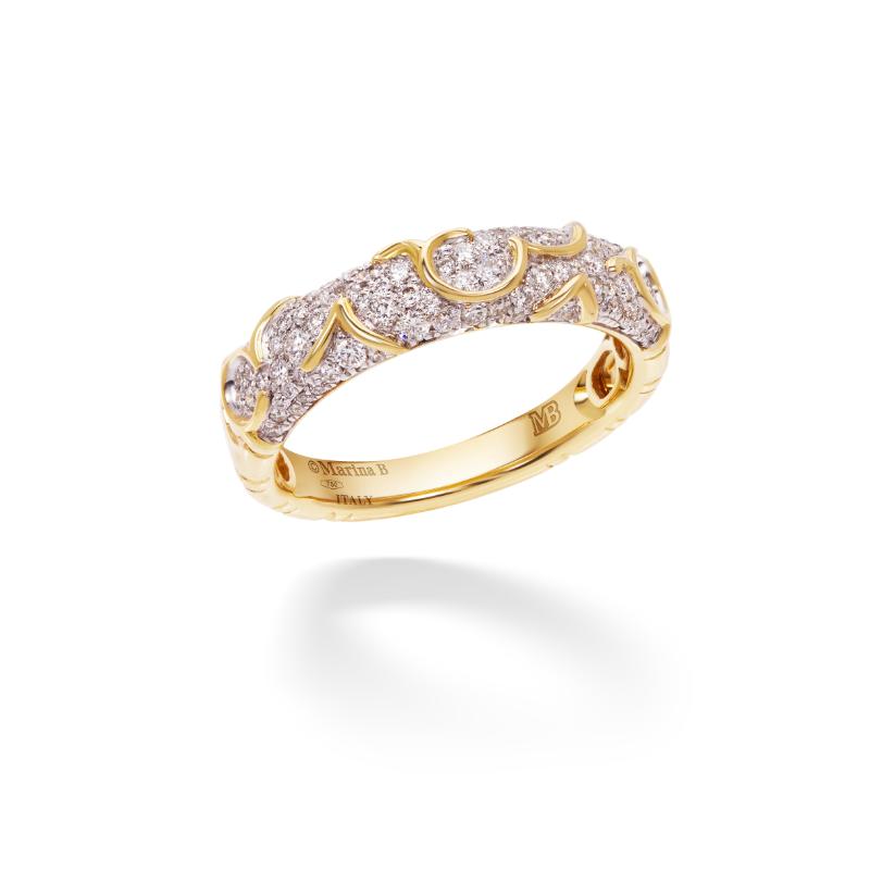 18K Yellow Gold Pave Ondine Ring