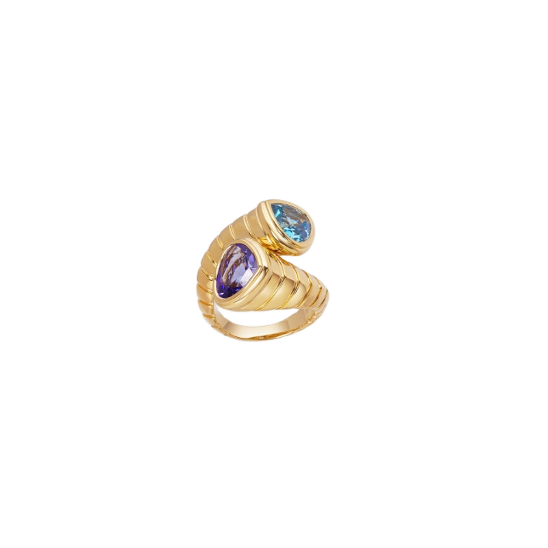 18K Yellow Gold Trisolina Toi Et Moi Bypass Ring